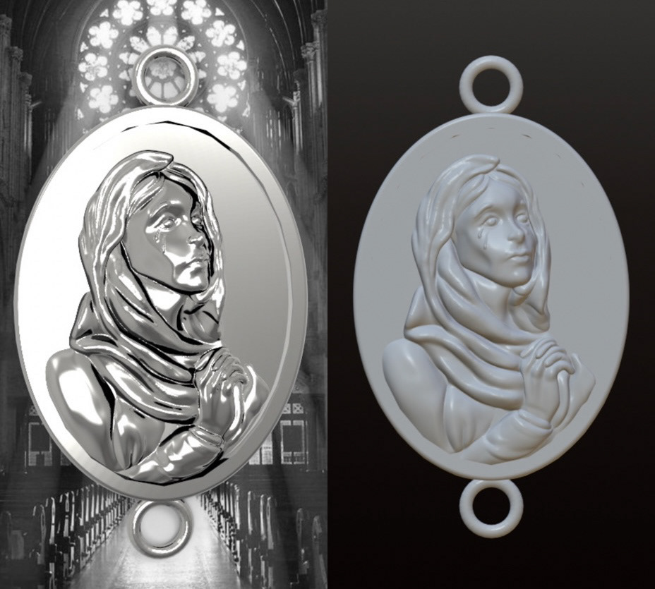 "weeping mary" - commission for student film 4 - rhino 8, nomad sculpt, keyshot - april 2024