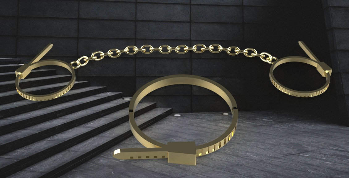 "the zip cuff collection" hand cuffs and neck cuff - commission for a fashion collection - april 2024