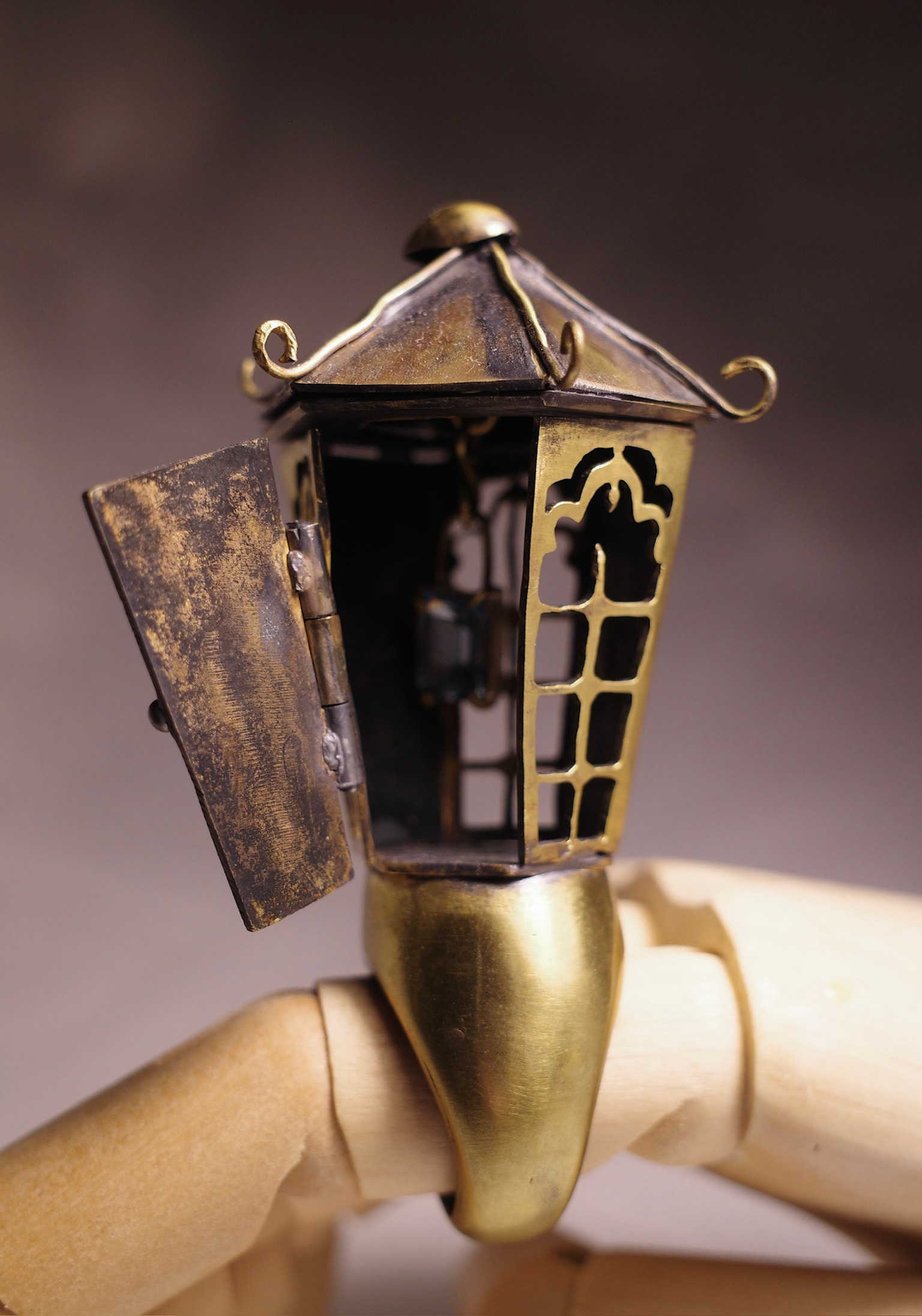 "the old lantern" - brass, blue topaz stone - november 2023