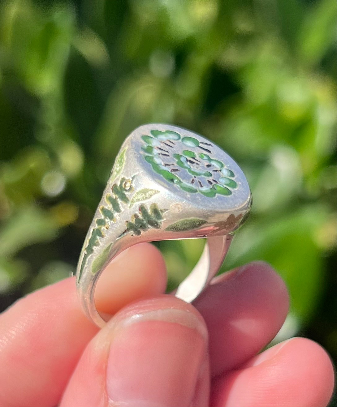 the caterpillar - enamel, wax carved signet, sterling silver - fall 2024