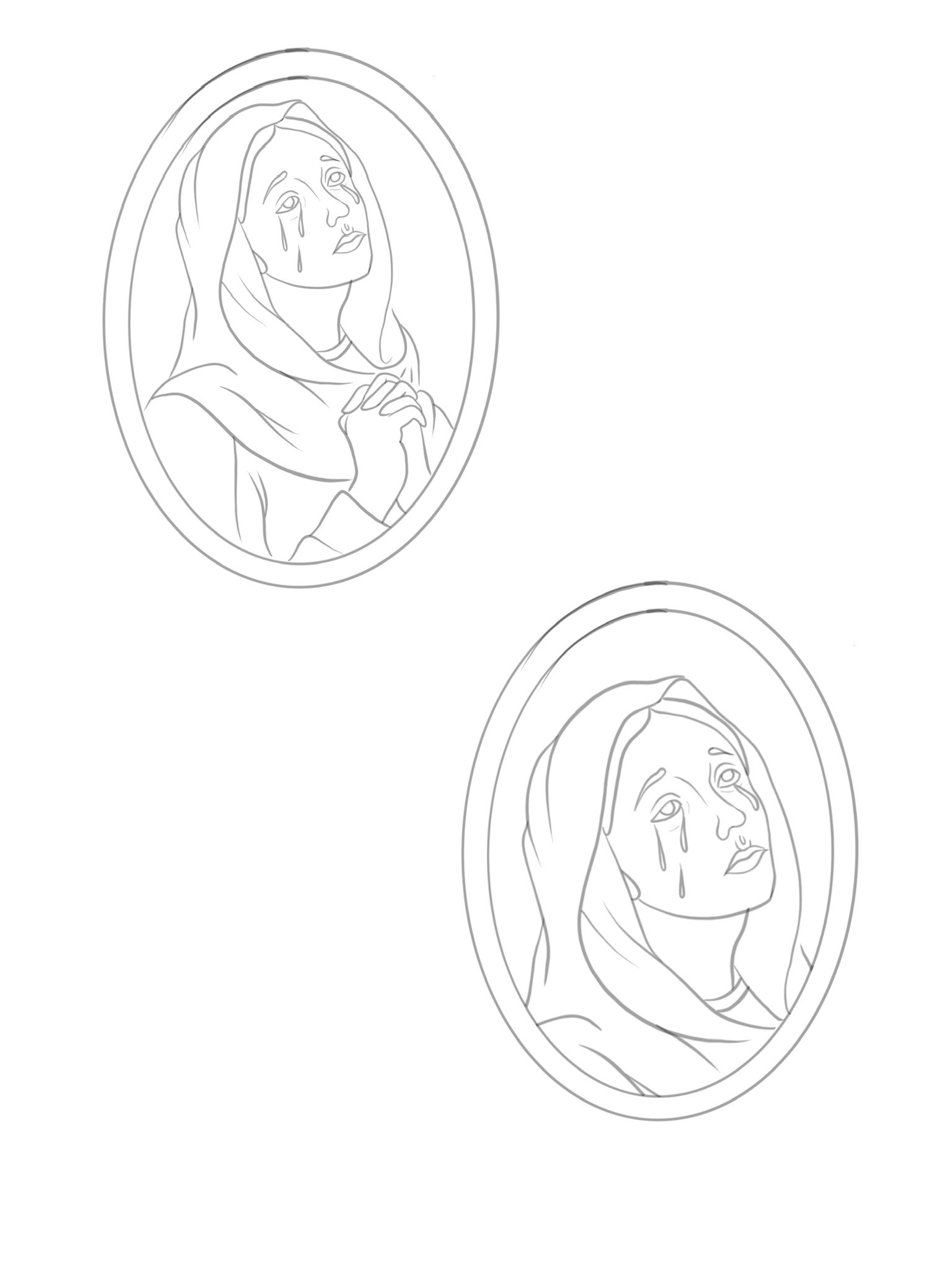 initial sketch for rosary charm