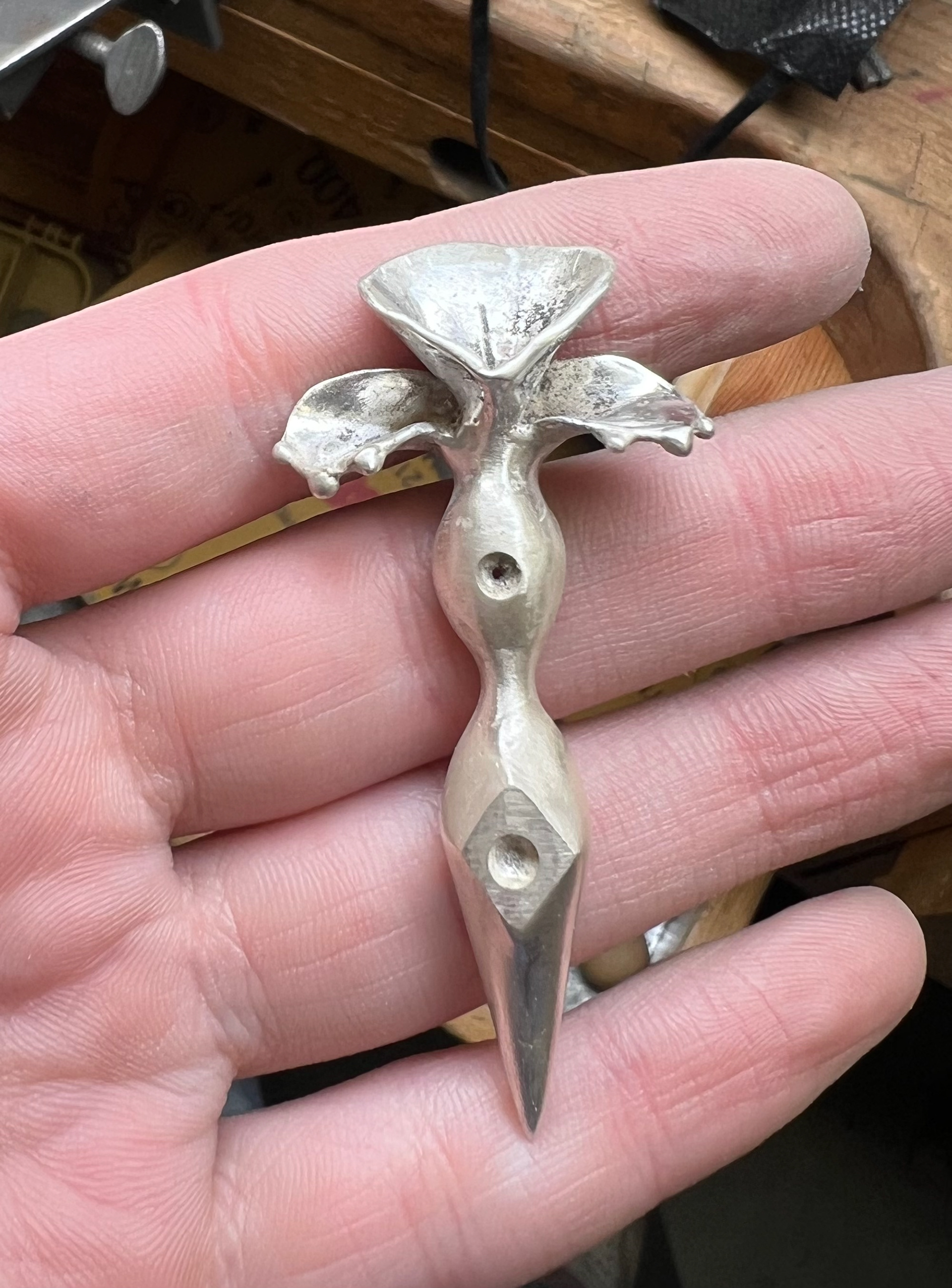 sterling silver casting, beginning cleanup