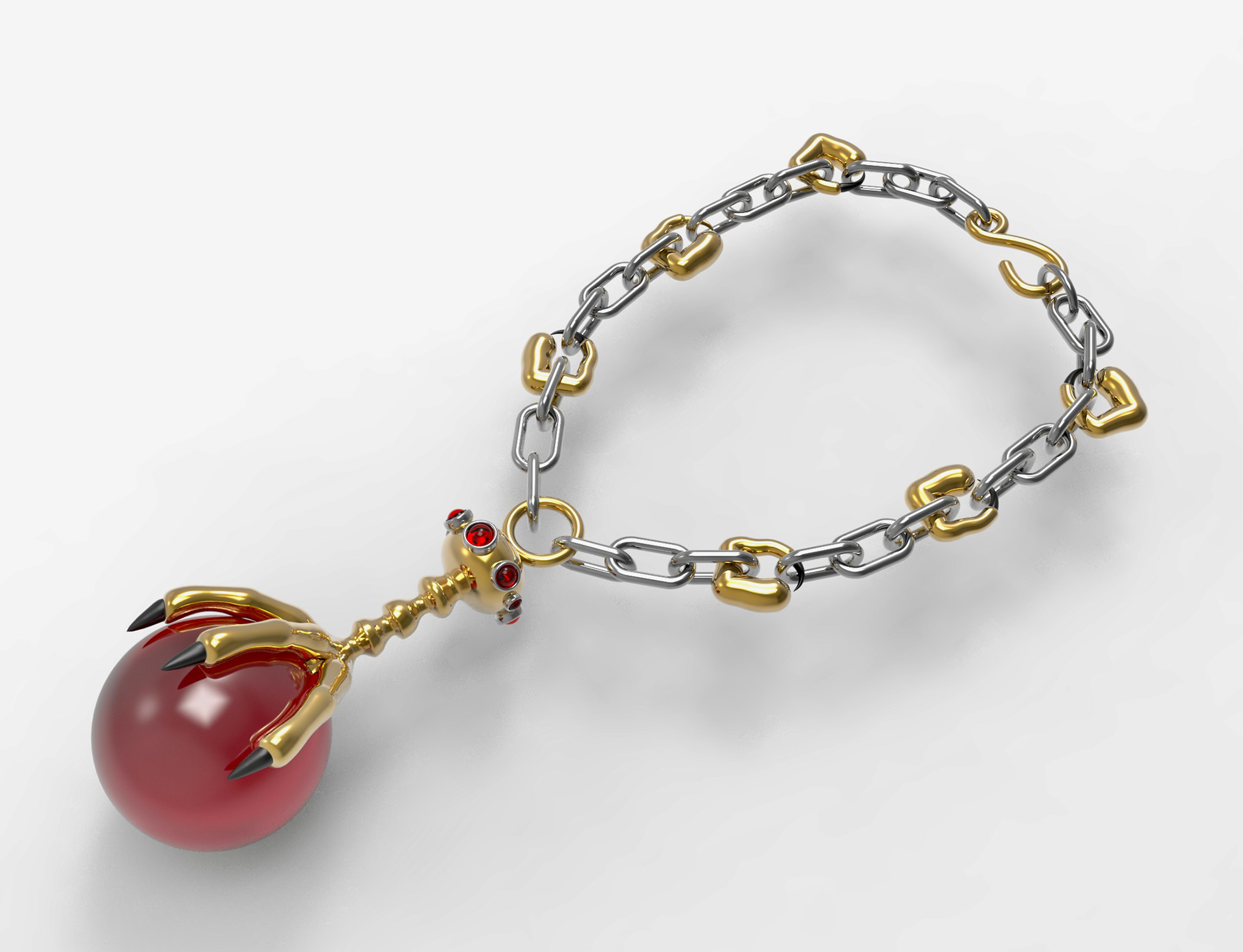 "red raven" necklace - rhino 7, keyshot - august 2023