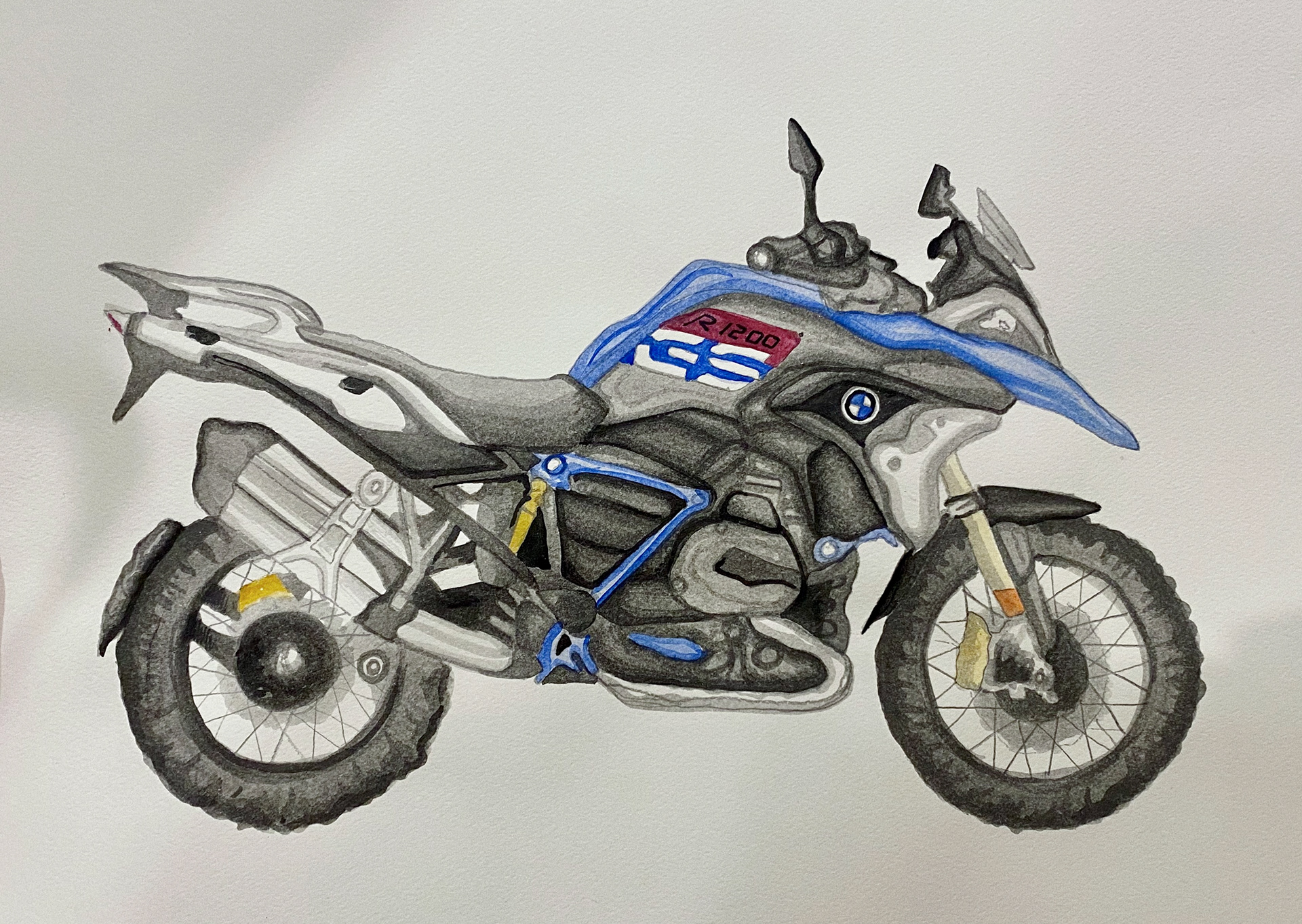 "dad's moto" - watercolor and gouache - november 2020