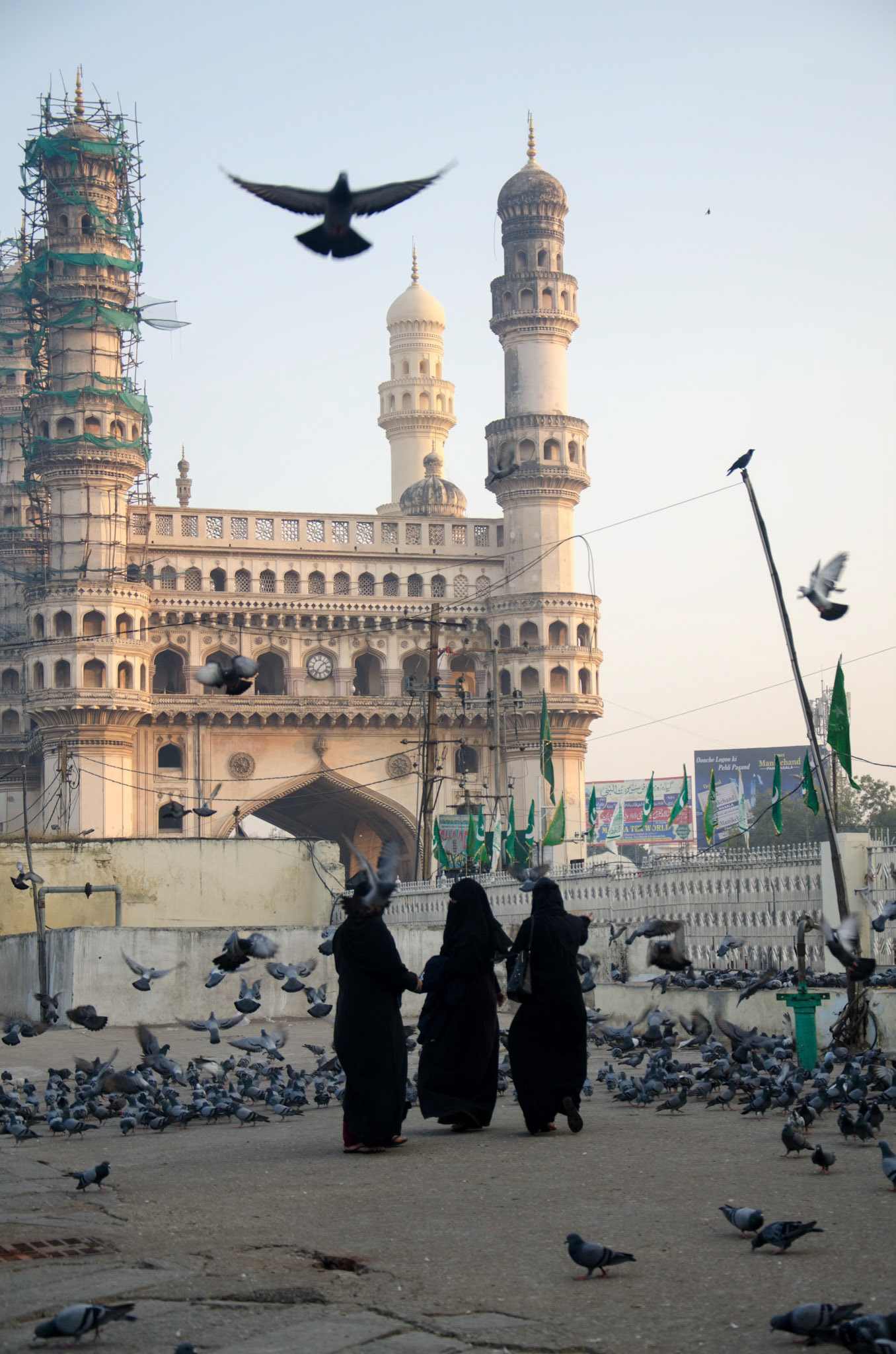 Burqa clad women outside Charminar