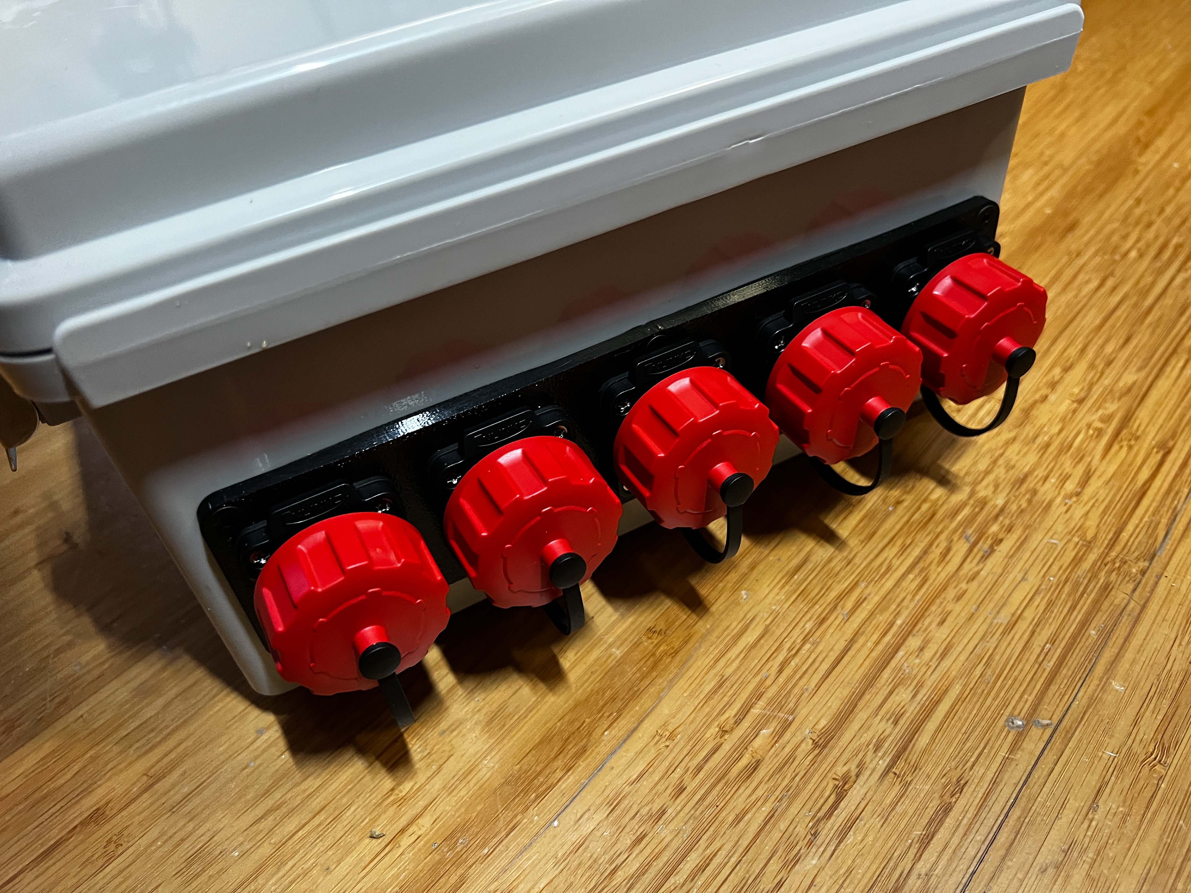 60 Channels = 10 Channels per Connector (1 is on the side out of view) -- custom 3d designed and printed mounting board for connectors