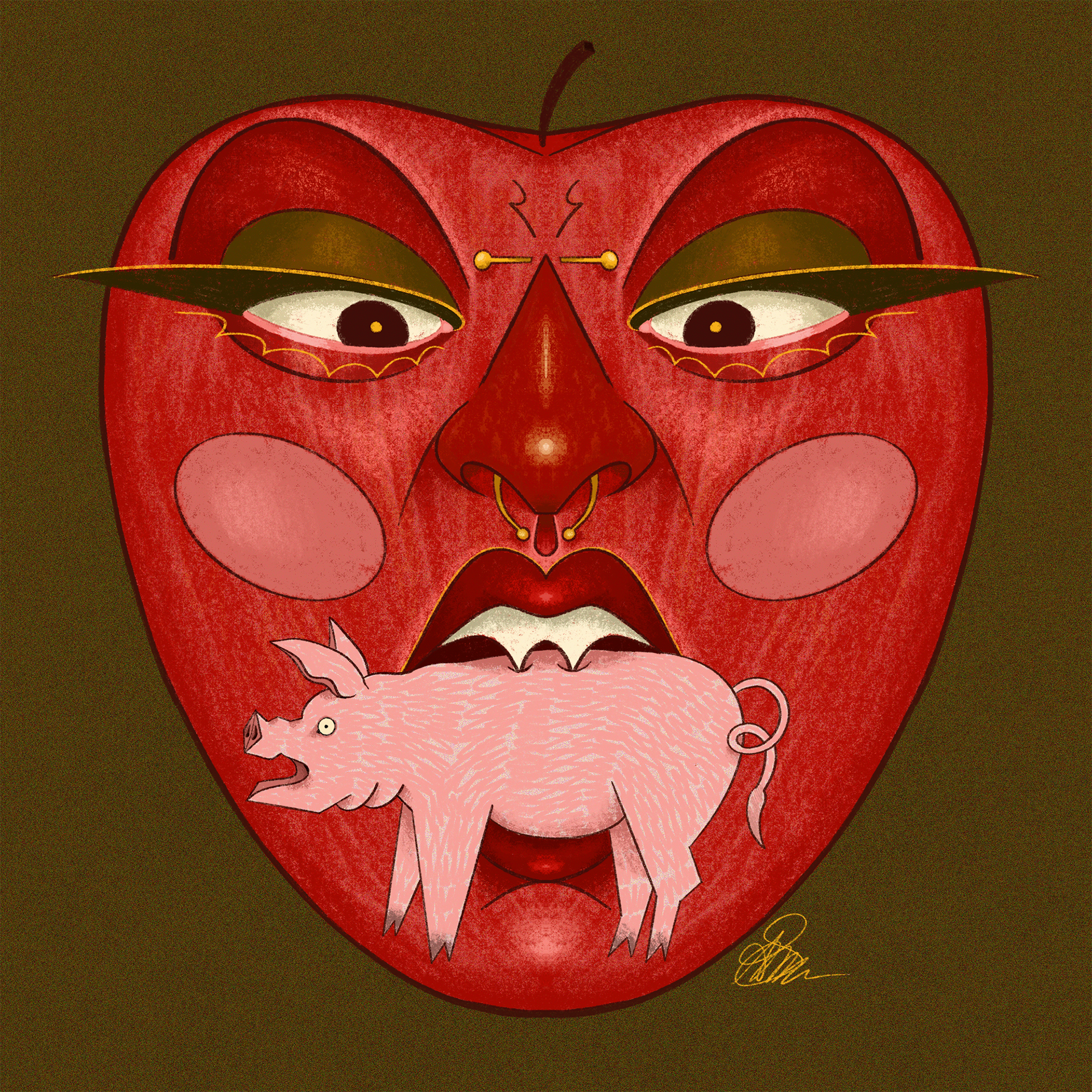 Swine Supper - Digital Illustration (Procreate)