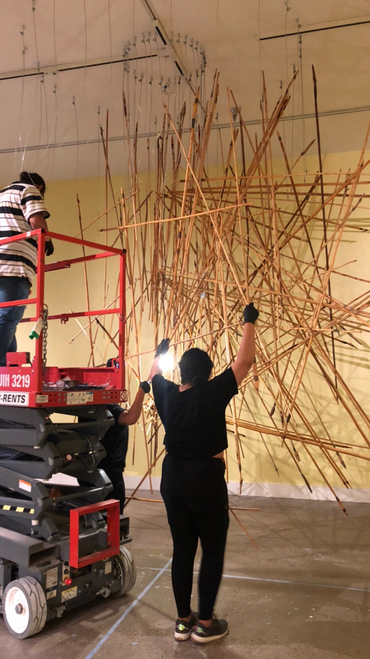 Installation of Kulata Tjuta. Stephanie Stewart, Robyn Tsinnajinnie, Austin Big Crow Jr. 