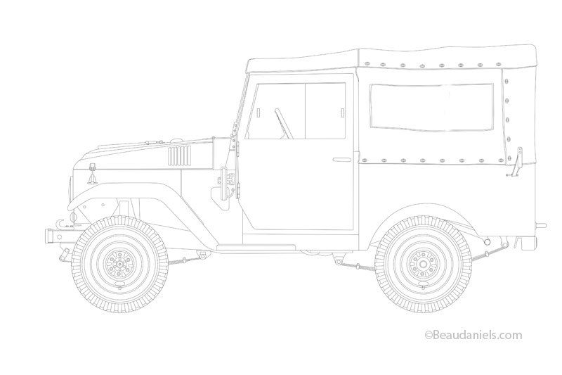 1957 FJ25 Landcruiser line art in adobe illustrator.