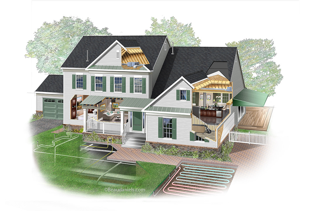 Cutaway house, showing the use of vinyl products