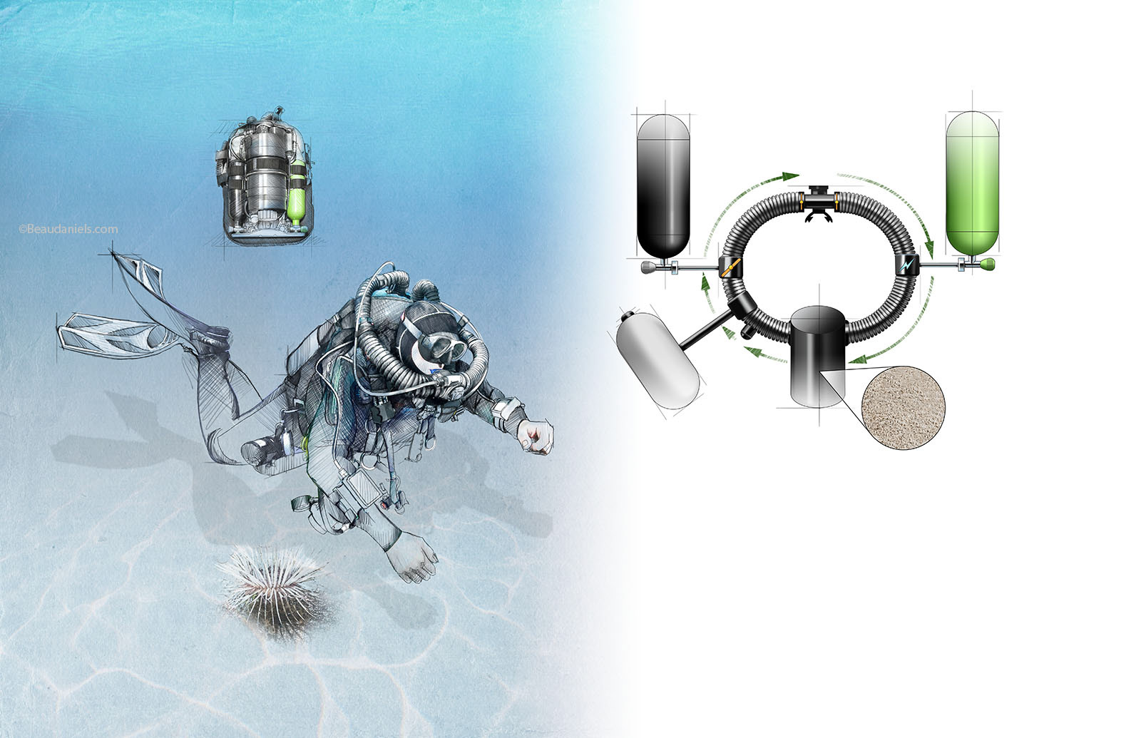 Re-breather. Illustration as sent to the client.