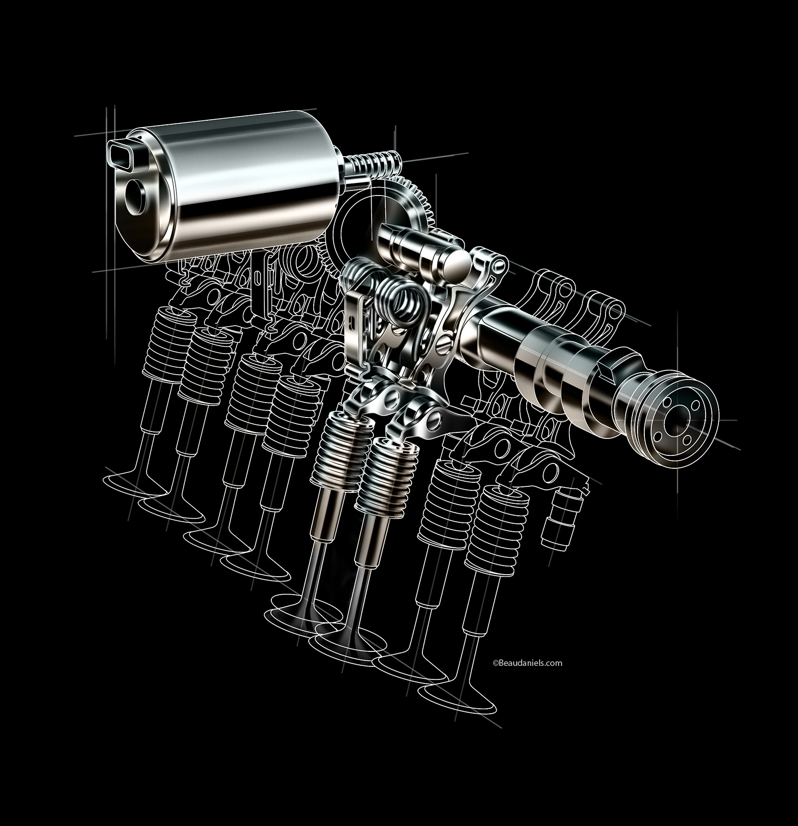 Valvetronic, cutaway illustration.