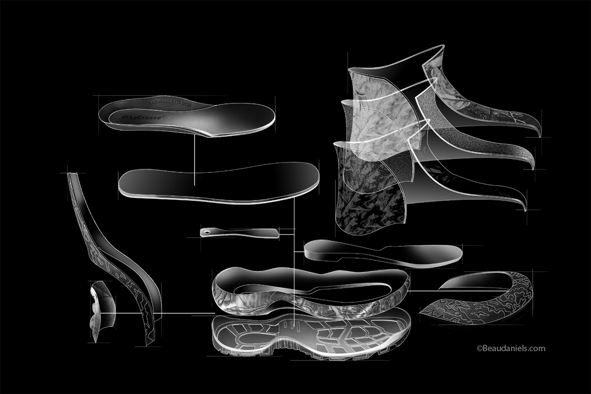 La Crosse Alpha exploded boot illustration.