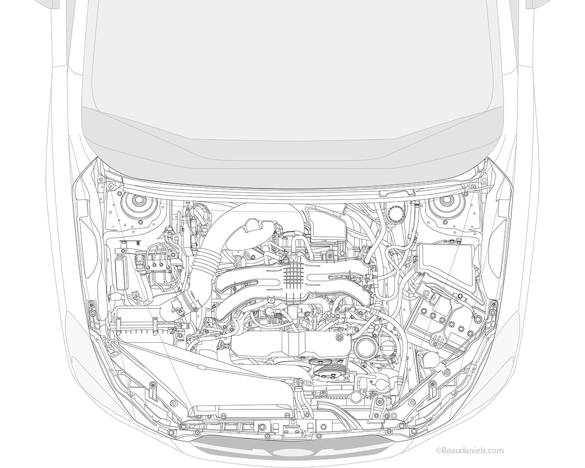 Line art for the engine wrap