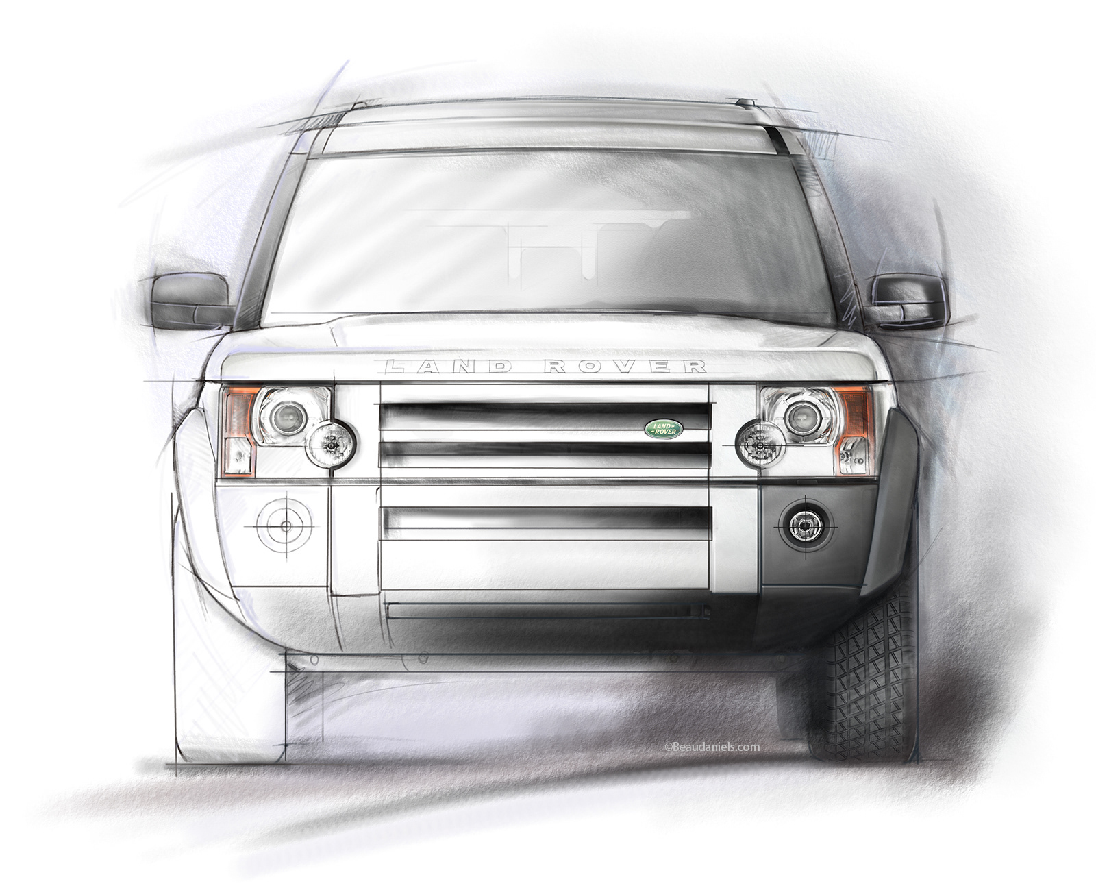 Front view pencil style sketch