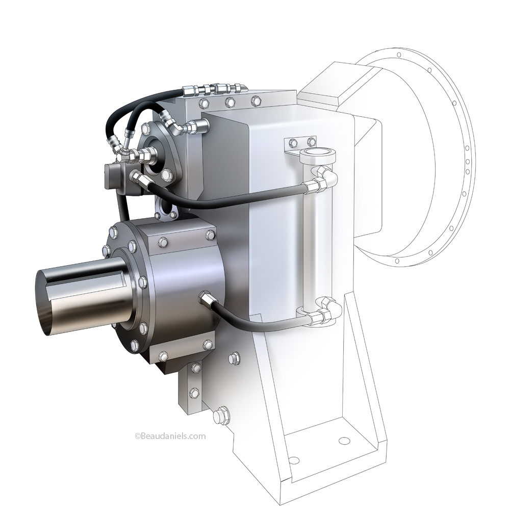 Blender truck speed reducer. Oil industry technical illustration.