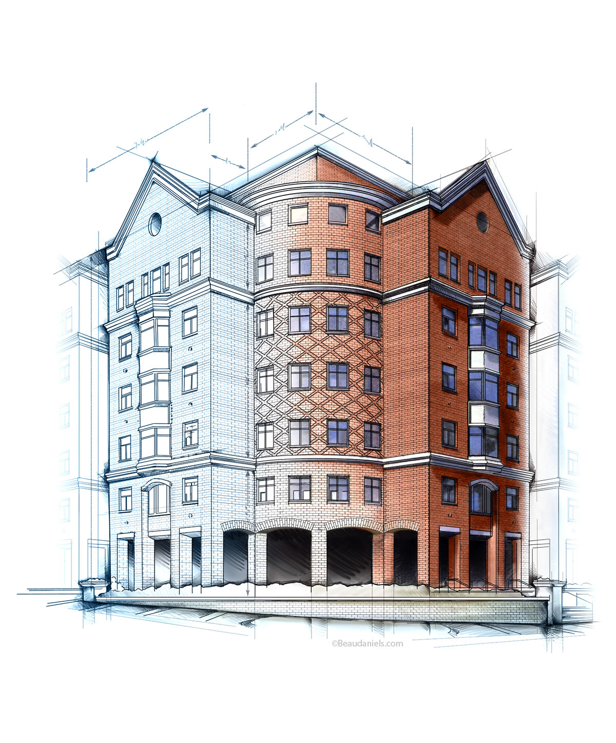 Final illustration for the Atlanta Arts Building.