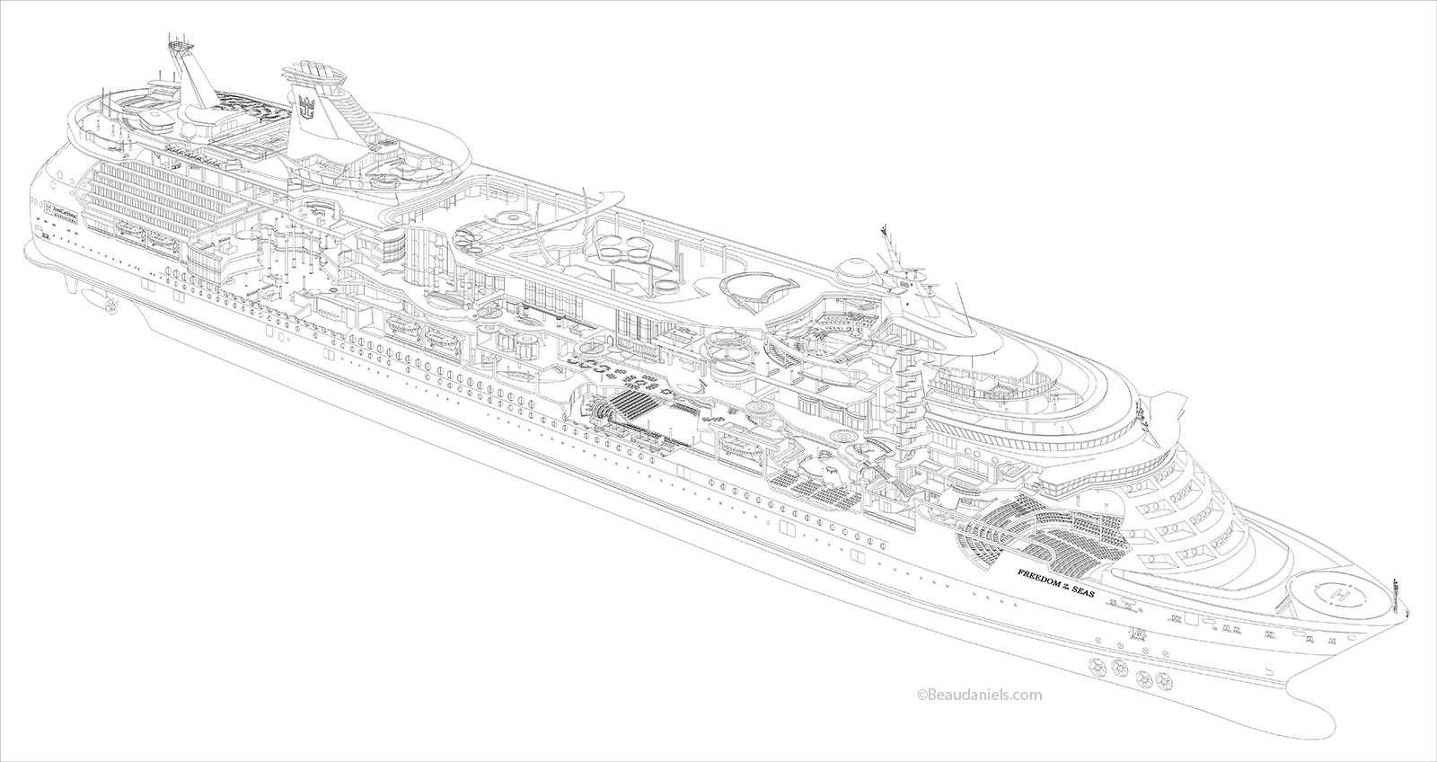 Apart for furniture the line art is done. "Freedom of the Seas"