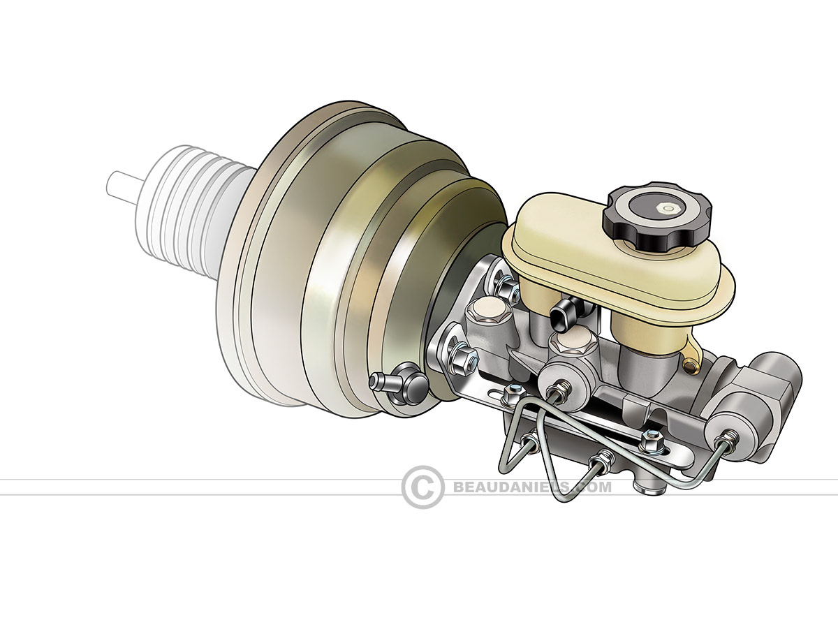 Brake booster and master cylinder.