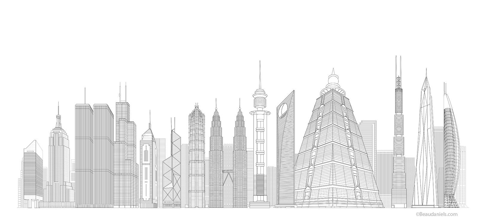 Line art for the skyscraper illustration.