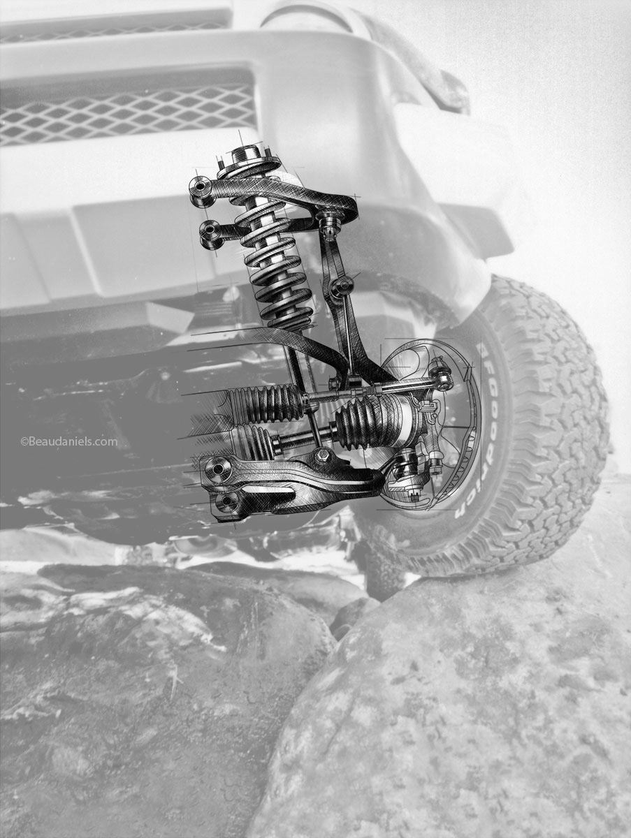 Front suspension of a Toyota FJ Cruiser