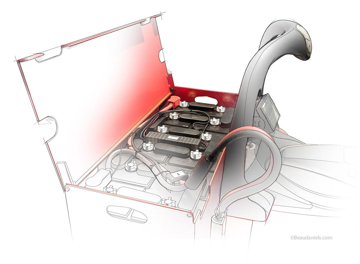 Spot illustration, battery charging.