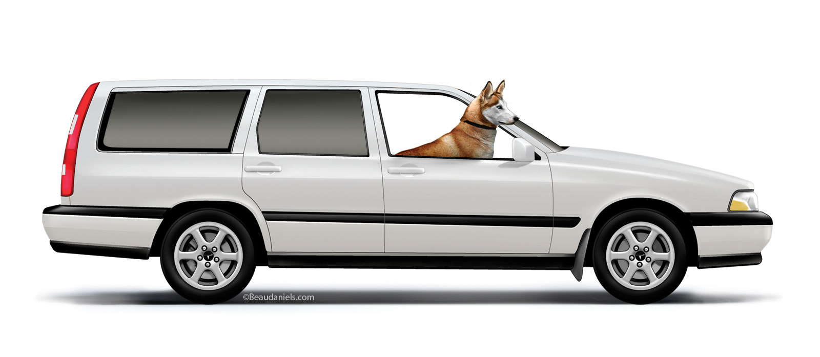 A Volvo and a Husky.