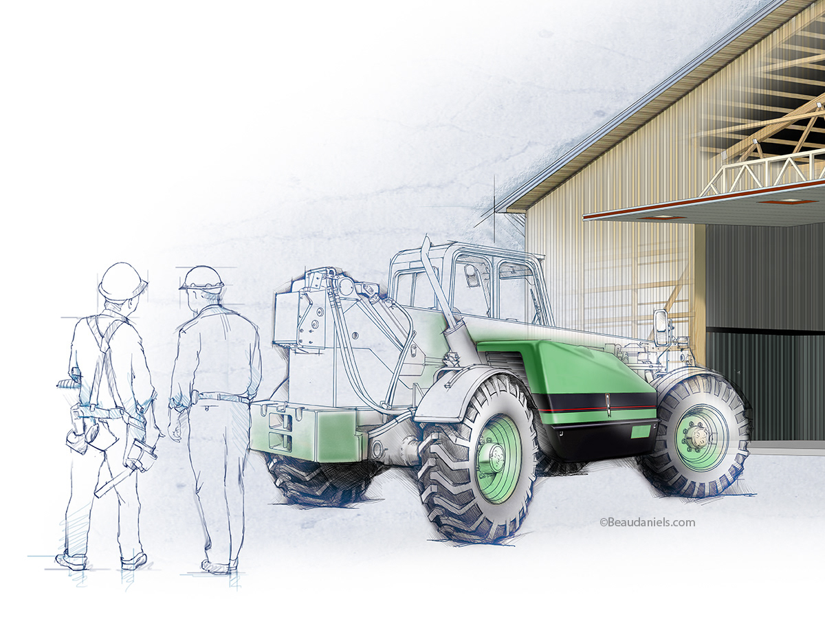 A close up of the truck and workmen.