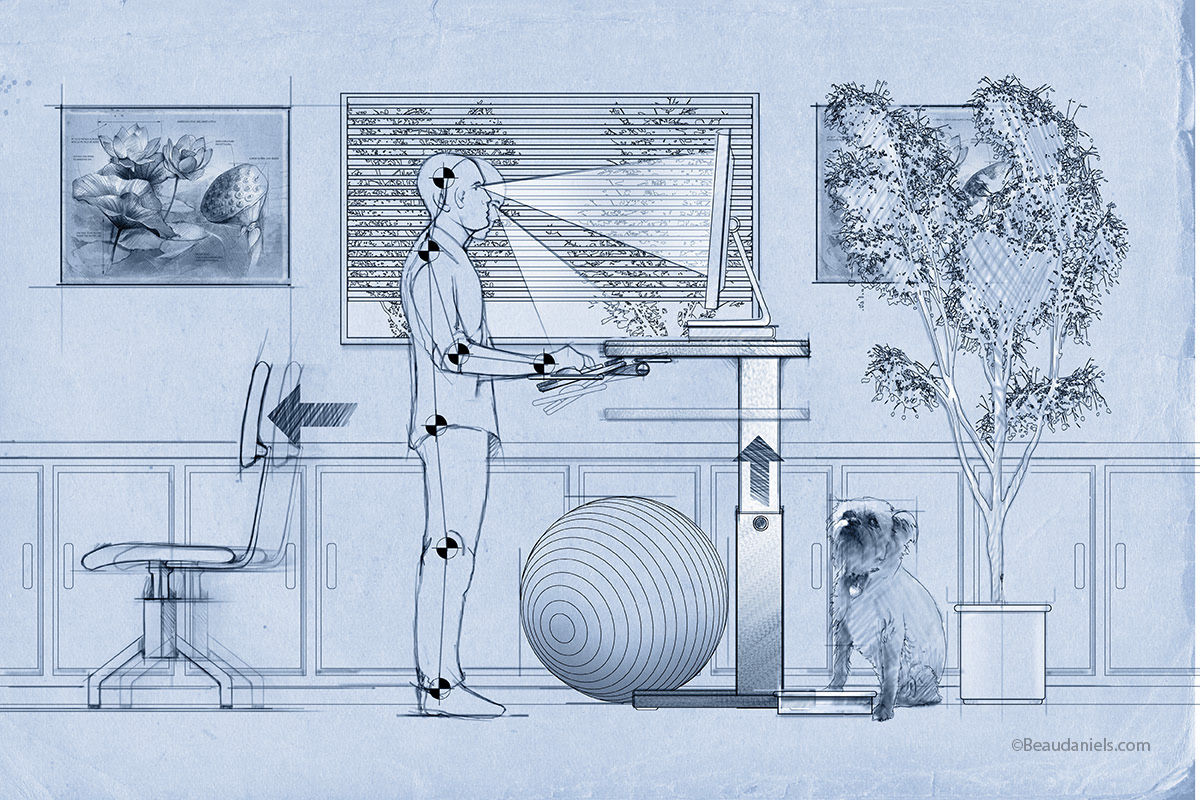 Correct posture etc. in a work environment.