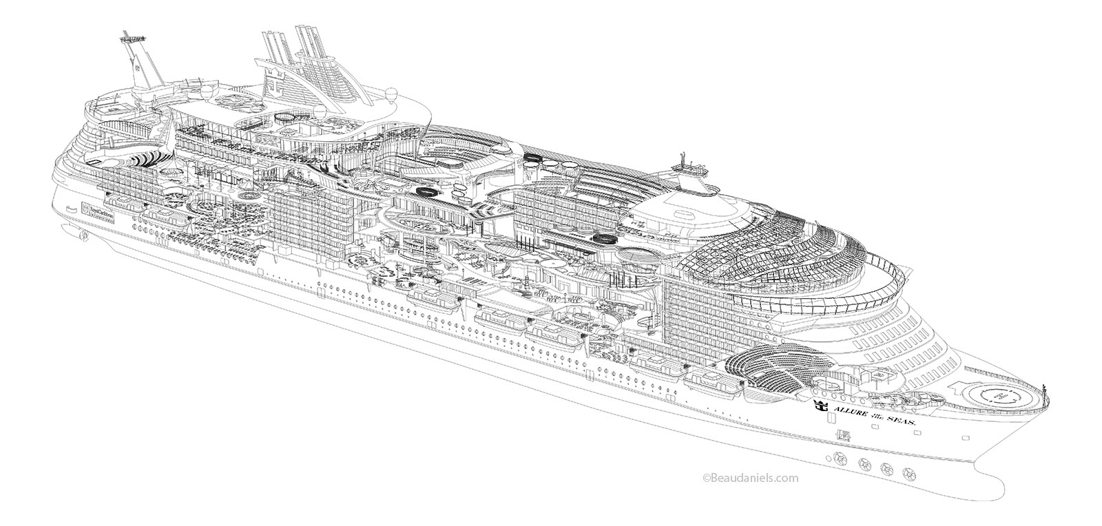 The line art is finished we can now color it. Allure of the Seas