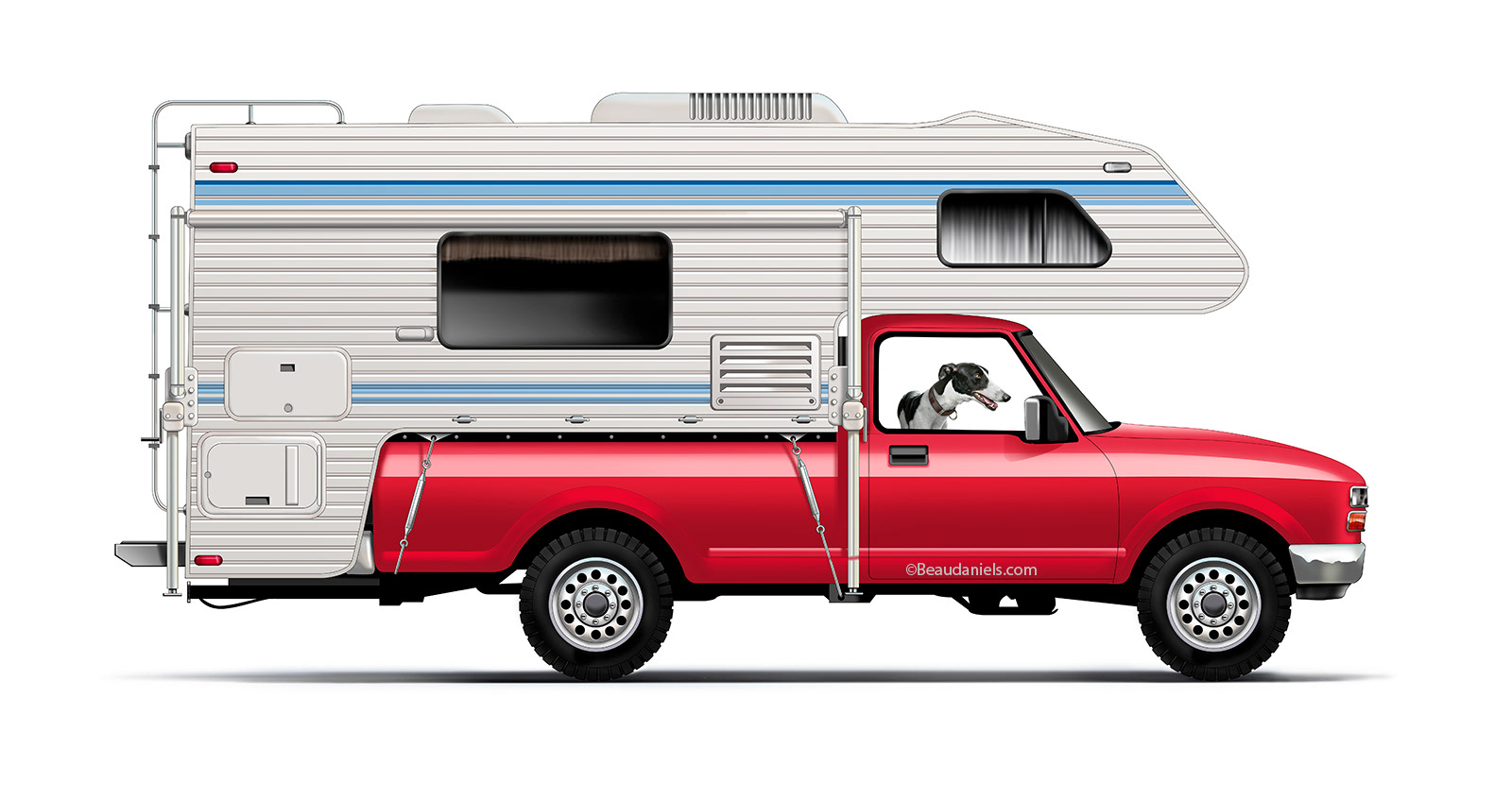 Camper shell recreational vehicle.