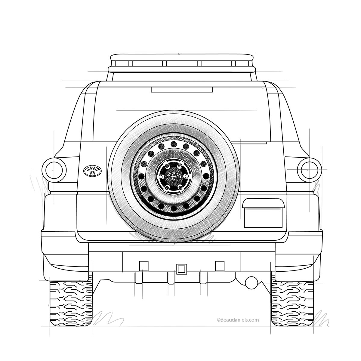 Rear elevation of a Toyota FJ Cruiser