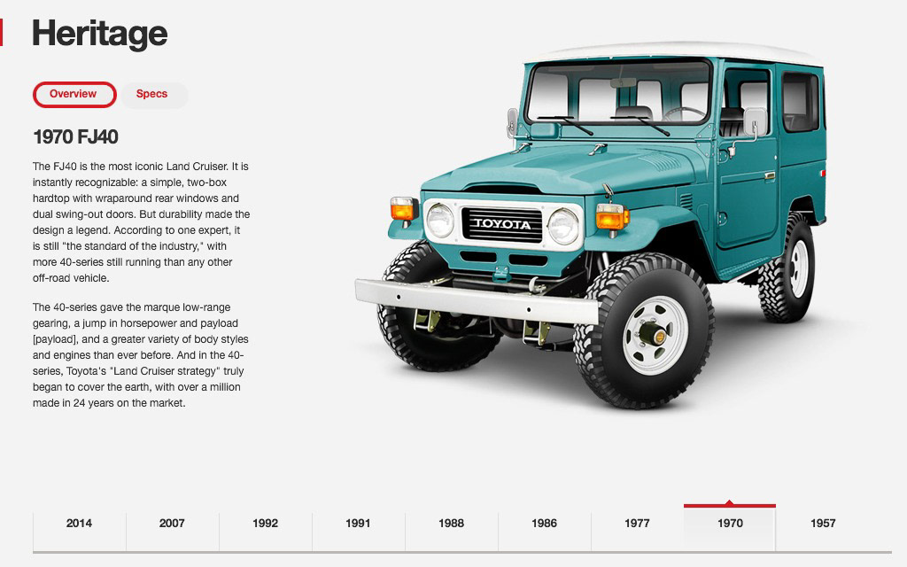 Landcruiser Heritage web page