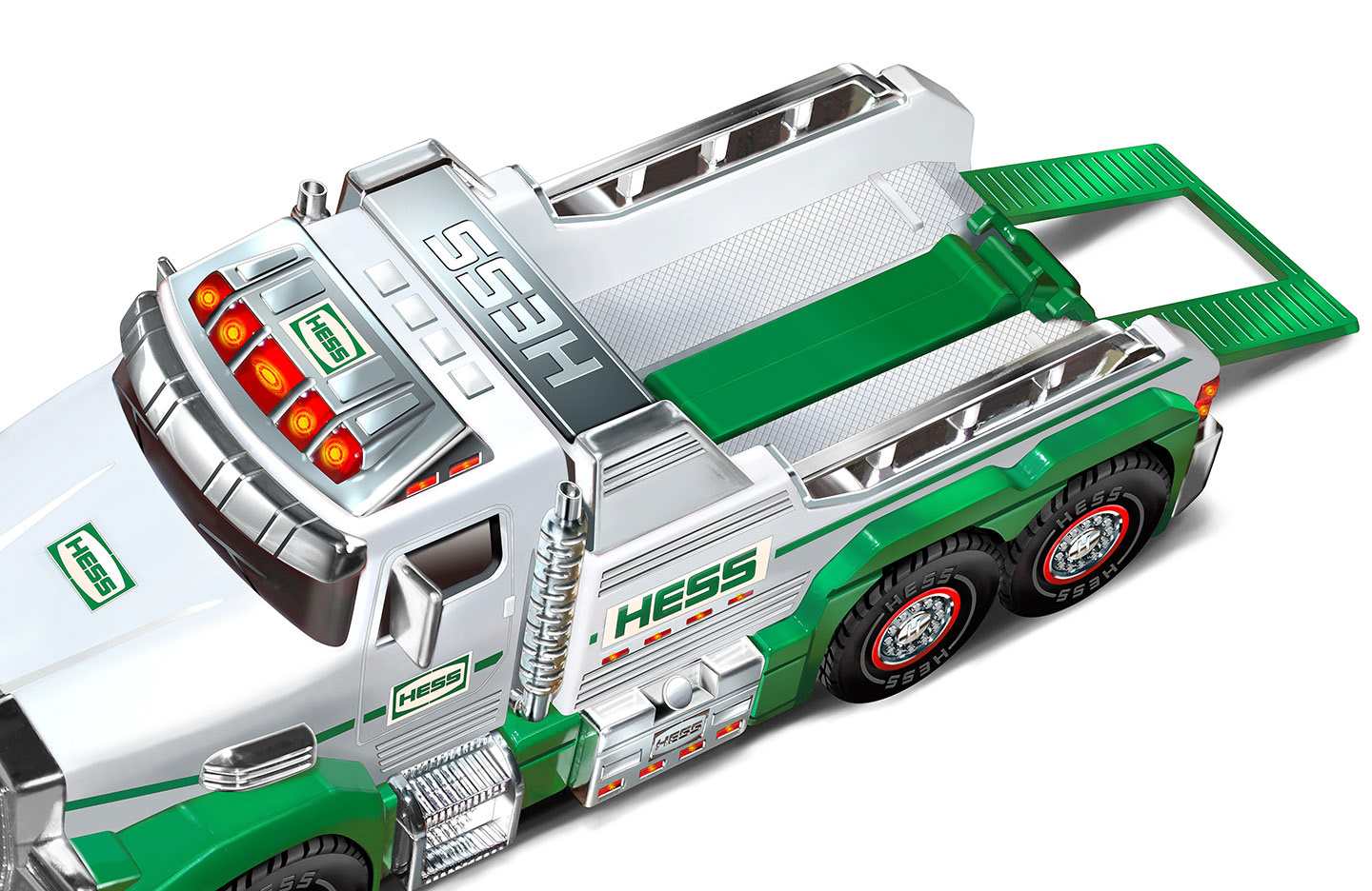 Hess toy truck overhead view packaging illustration