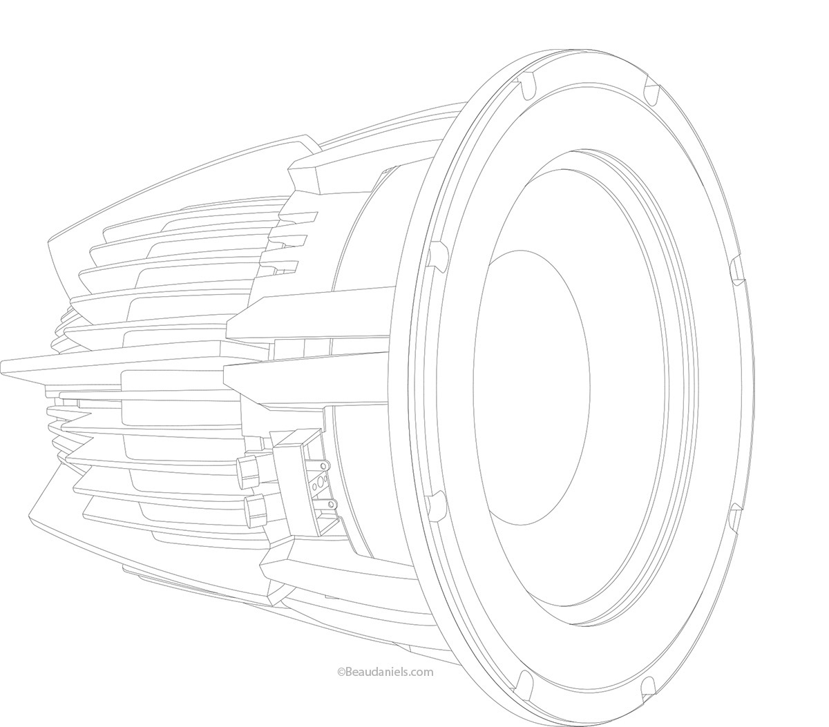 Final line art for the ousides of the speaker.
