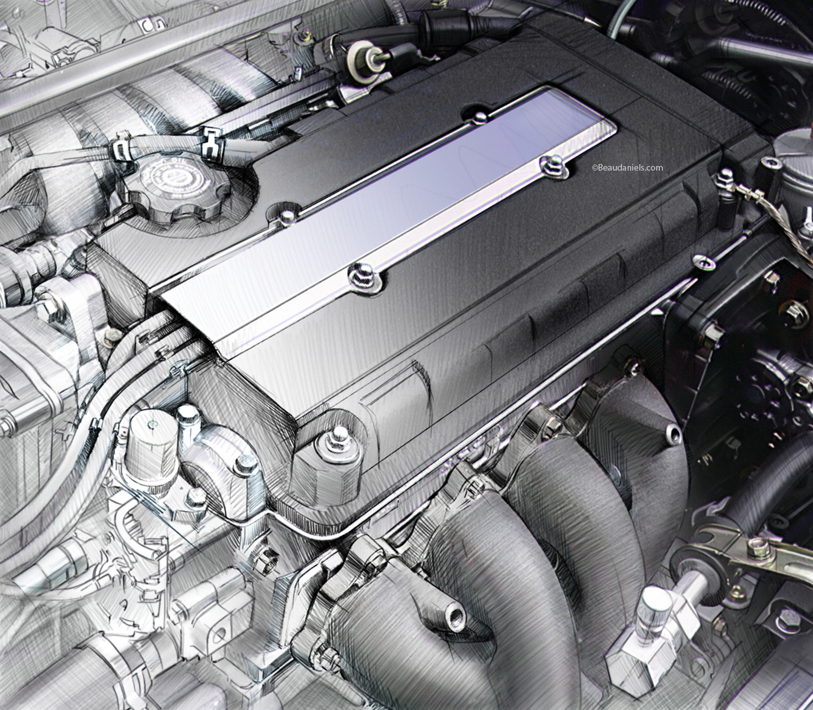 Generic DOHC engine, Licenses available as a stock image for various usage.