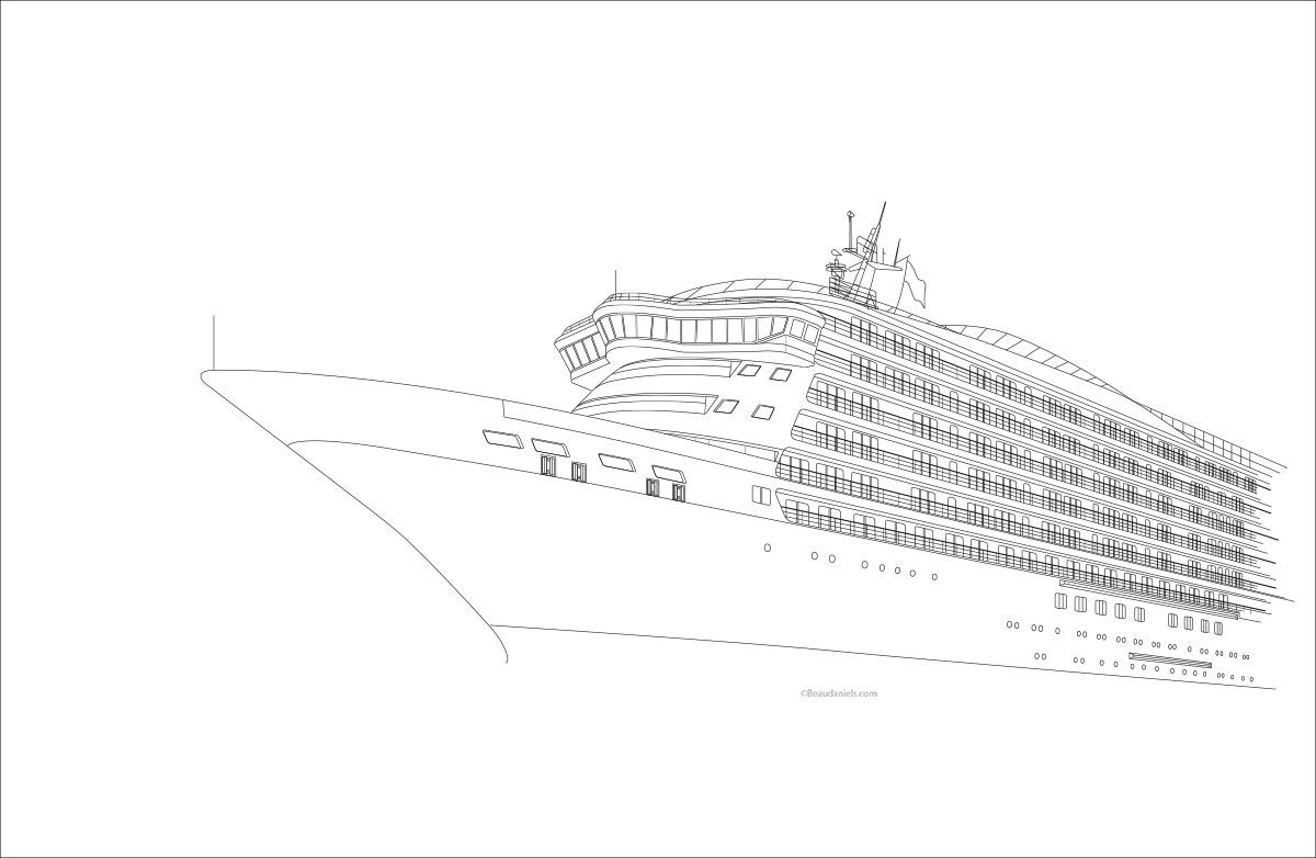 Silversea Cruise line, Line art in Illustrator.