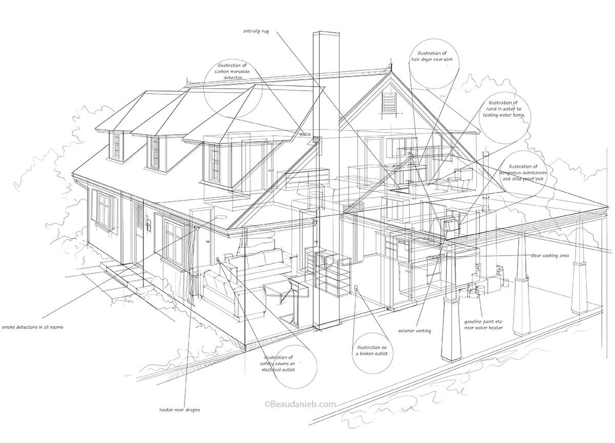 First view of cutaway house for the client.