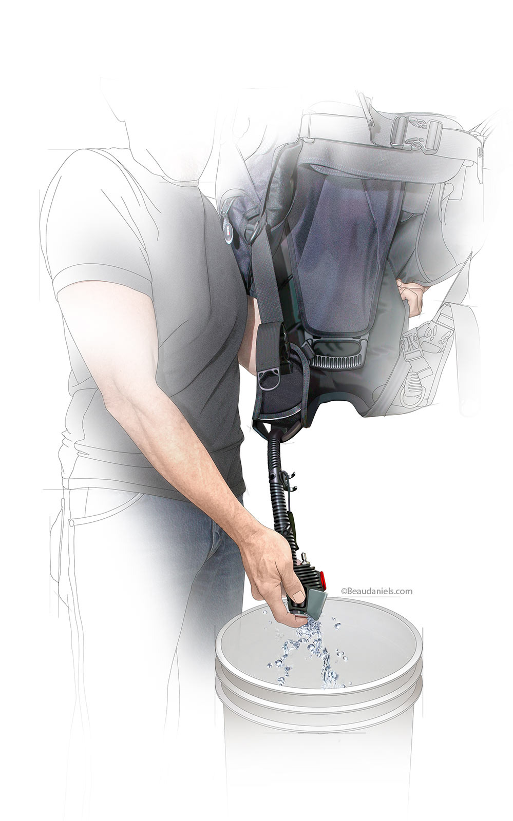 Draining water from a Buoyancy Compensator.