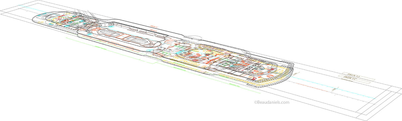 The decks are then stacked on top of each other. Monarch of the Seas
