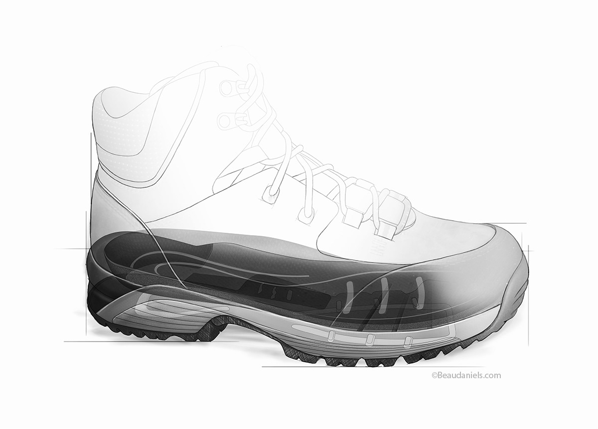 Danner boot Synergy, upper to sole construction.