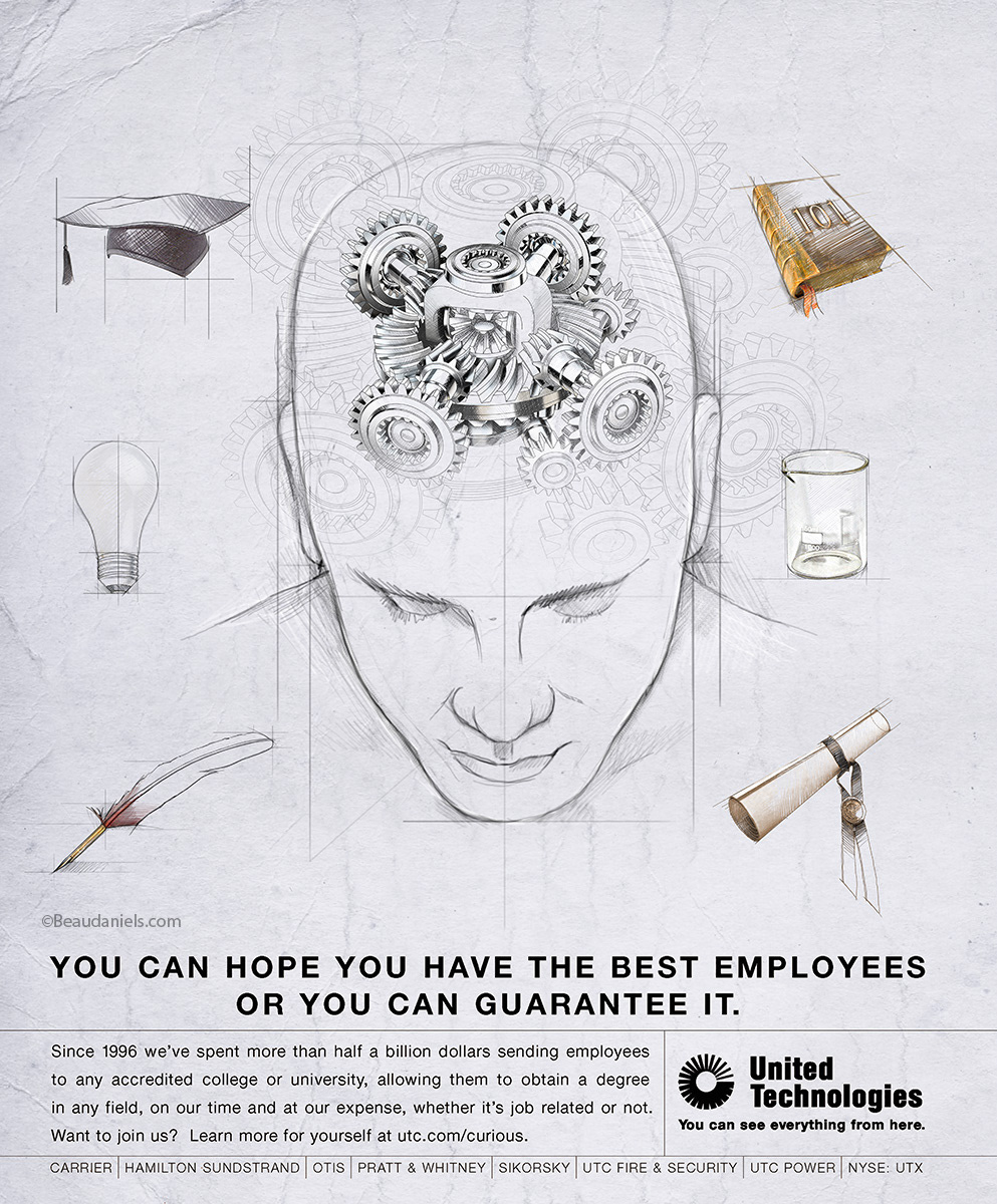 Poster design #1 for UTC, "You can hope you have the best employees or you can guarantee it".