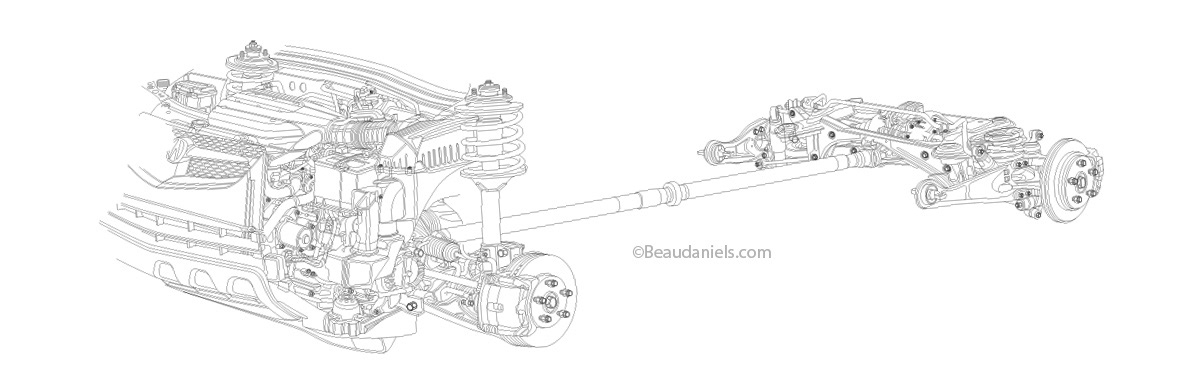 Line art of the bits that you would see in the final image.