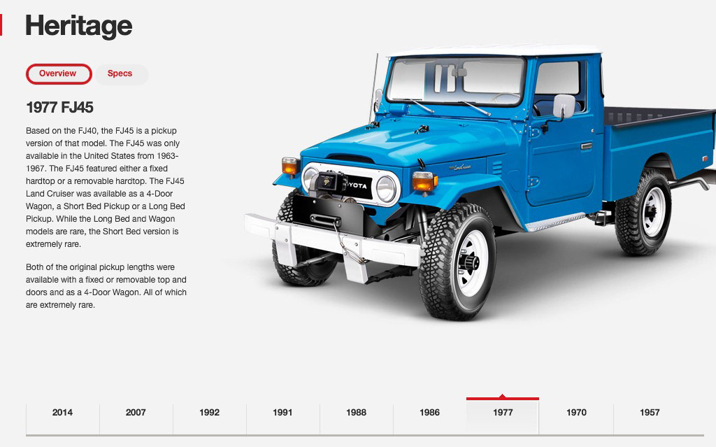 Landcruiser Heritage web page