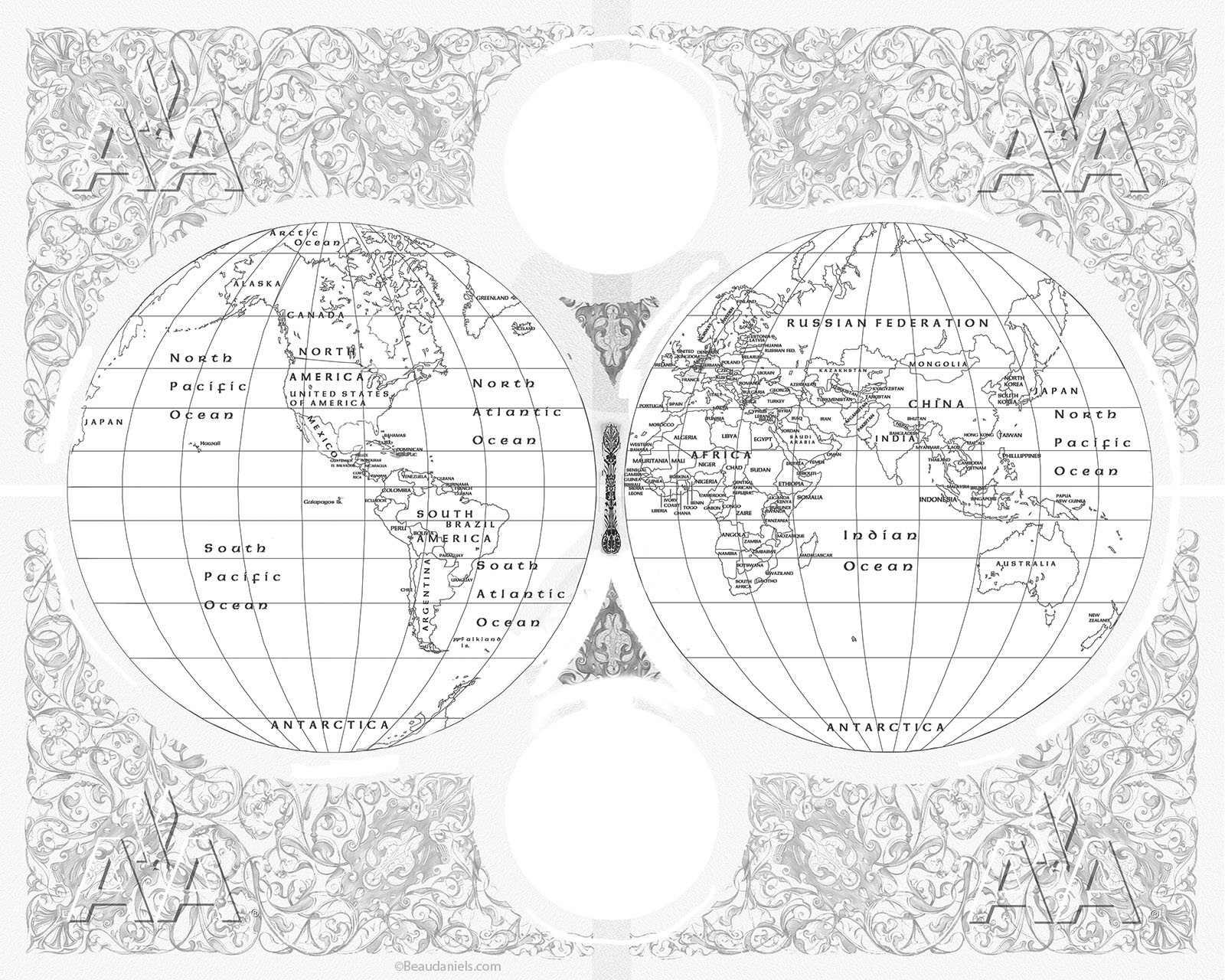 Line art for the American Airlines map.