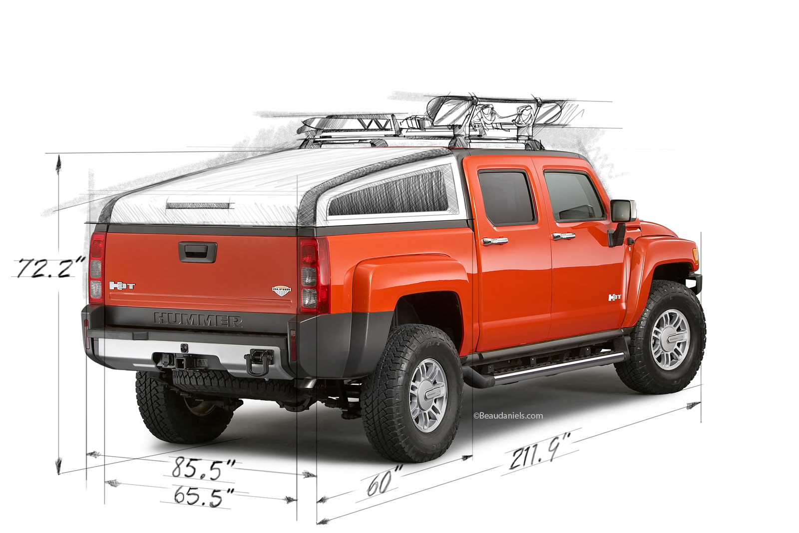 Hummer H3T, snow package. Drawn and composited in photoshop.