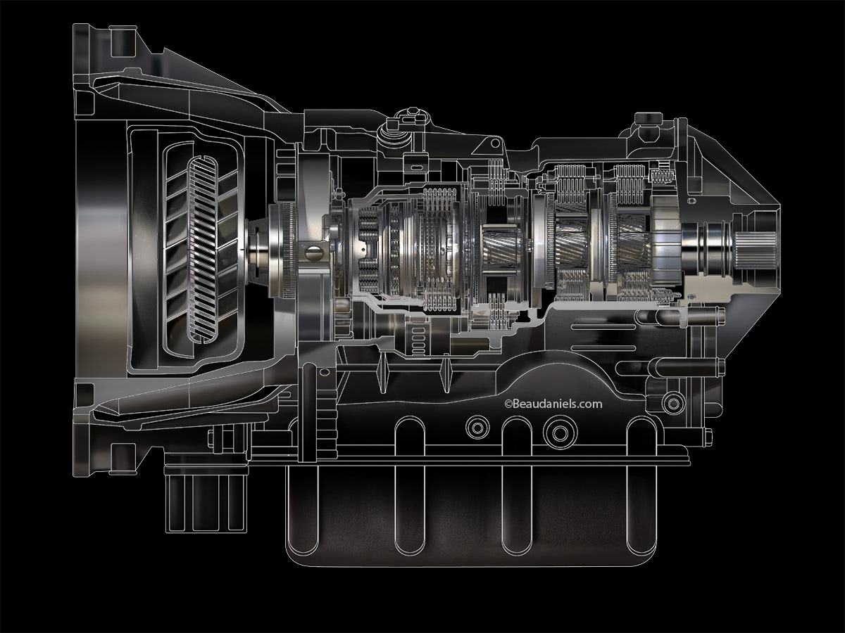 CROSS SECTION OF AN ALLISON STYLE TRANSMISSION.