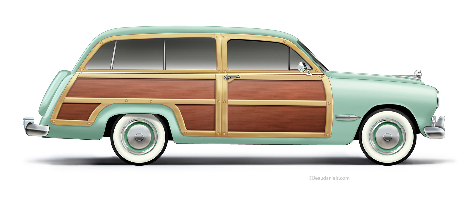 1949 Ford profile illustration.