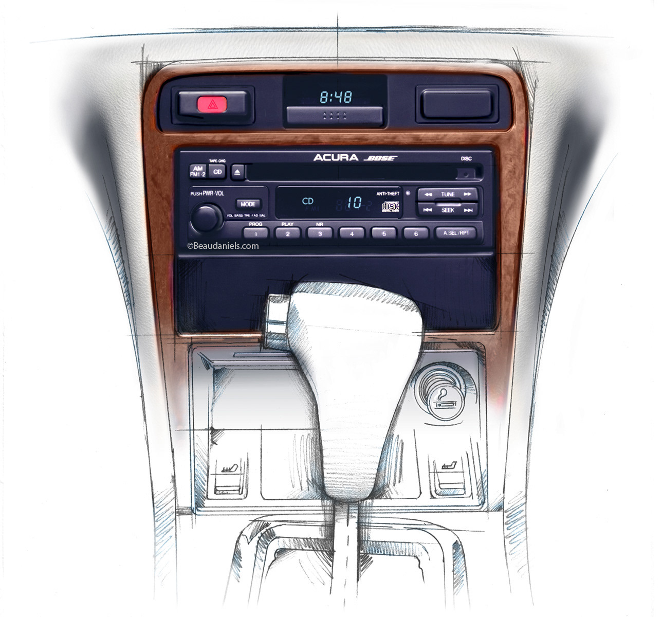Acura radio. technical drawing