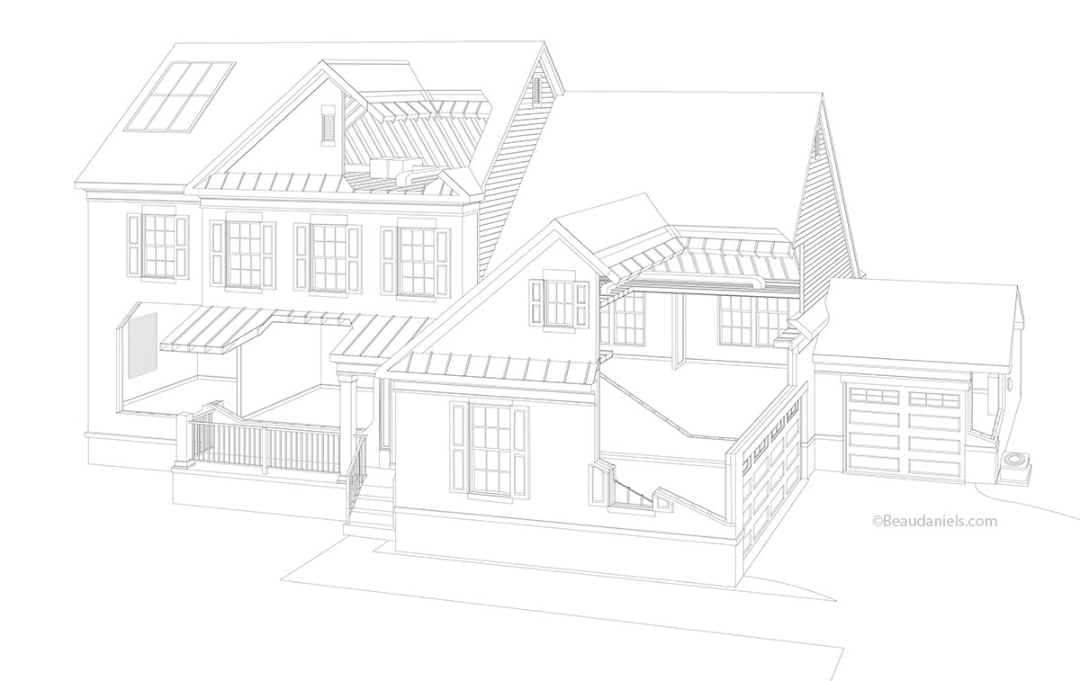 Illustrator drawing for the cutaway house.